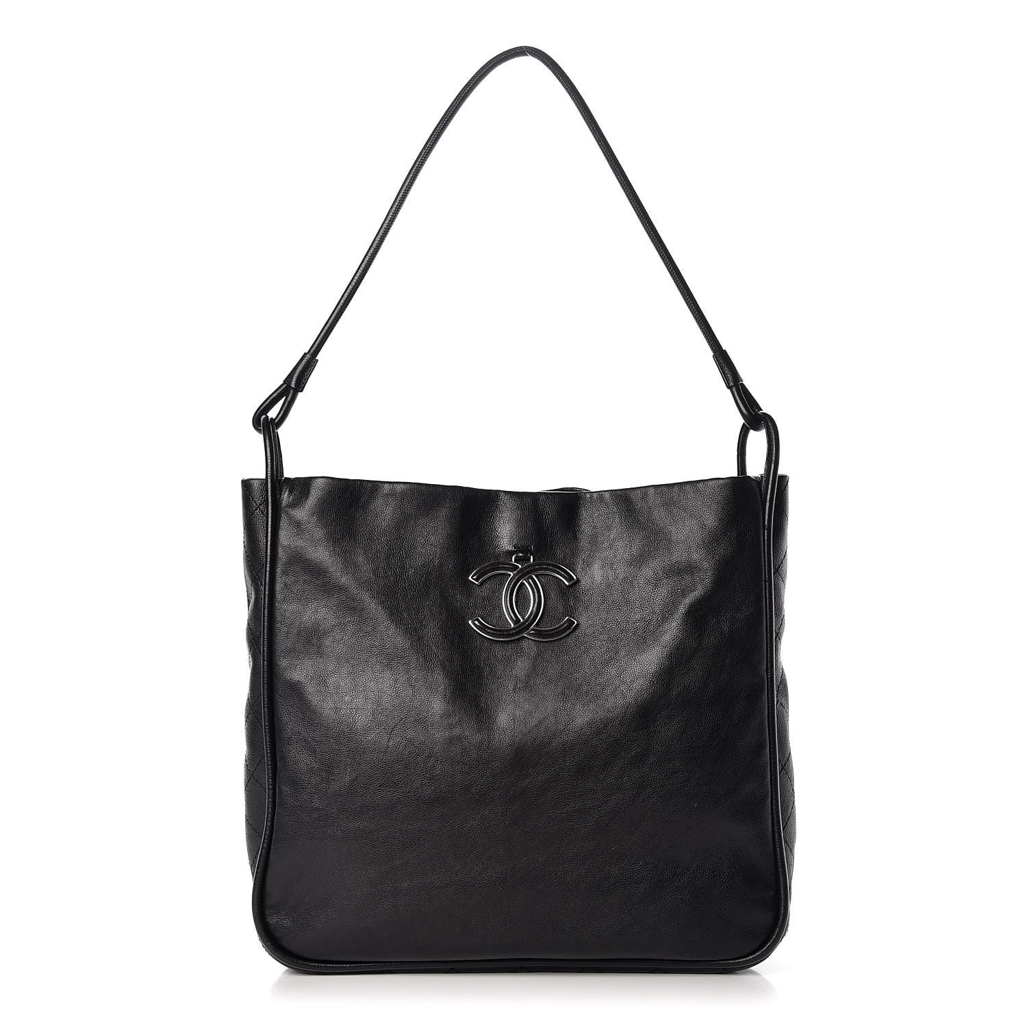 Chanel Calfskin Stitched Hobo Black 2 of 7
