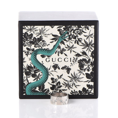 Gucci 18K White Gold Diamond 9mm Icon Band Ring 50 5.5 9 of 9