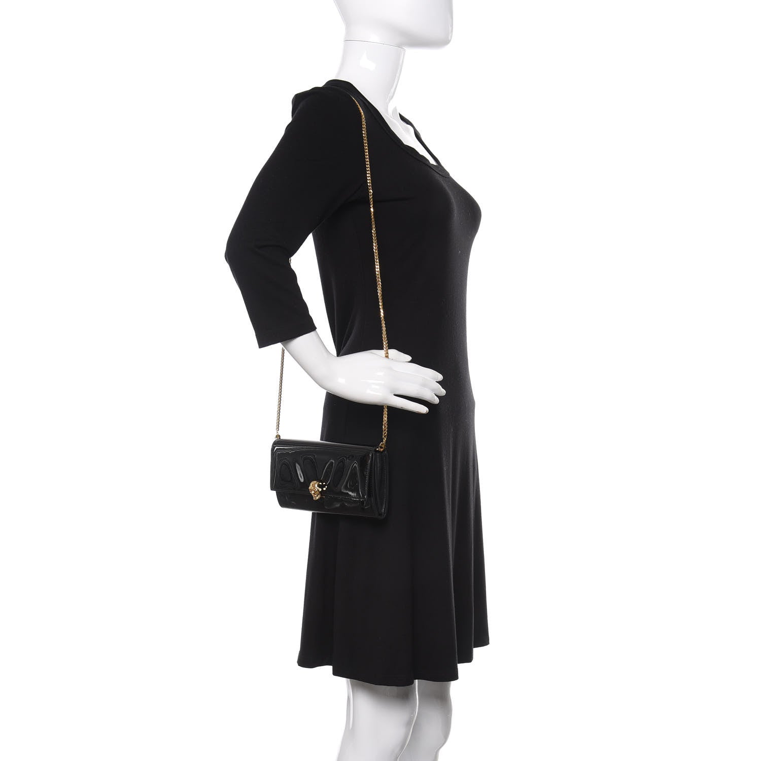 Alexander McQueen Patent Skull Wallet on Chain Black 2 of 9