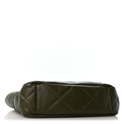 Chanel Lambskin Quilted Chanel 19 East West Shopping Bag Dark Green 4 of 11