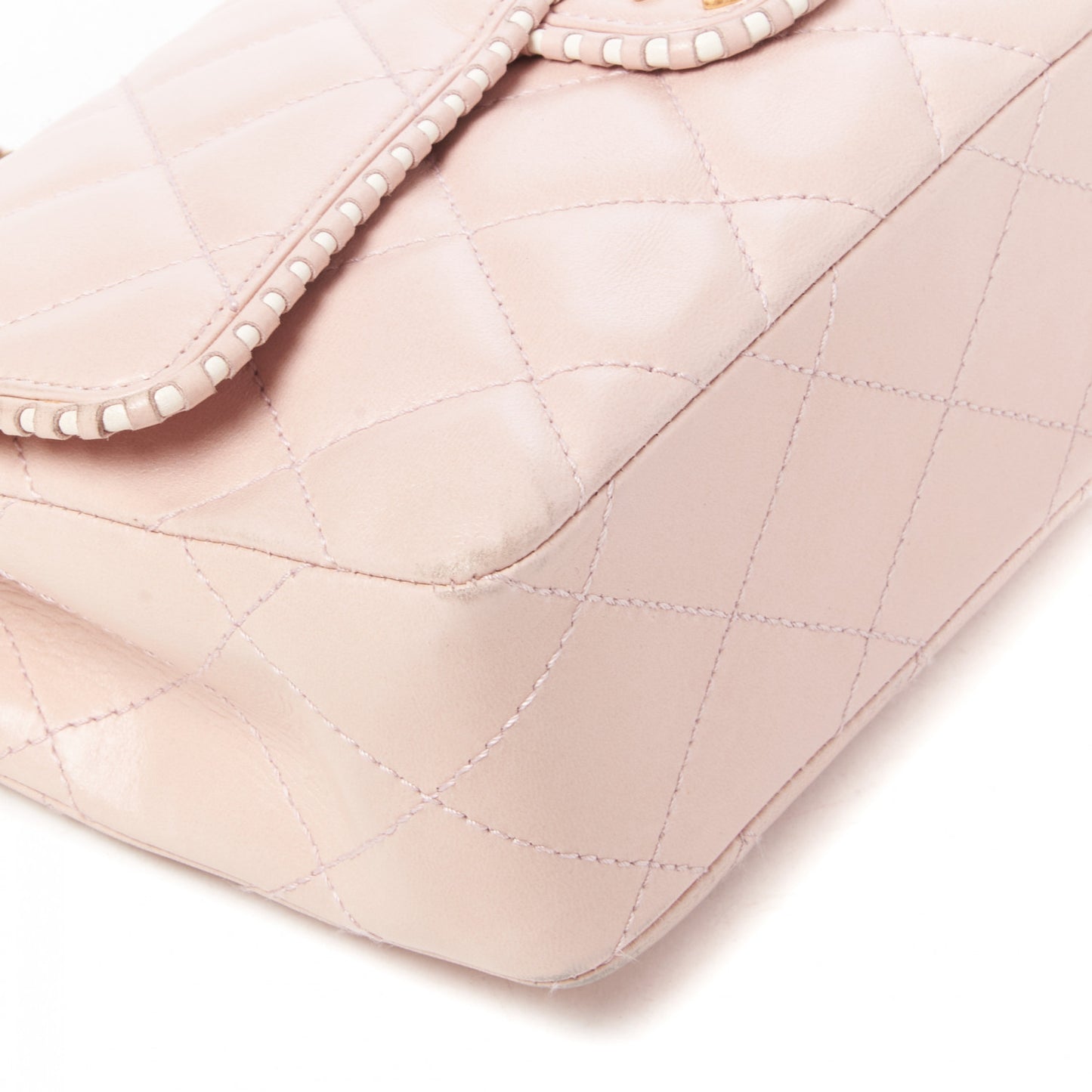 Lambskin Quilted Medium Single Flap Light Pink