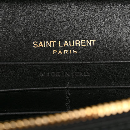 Saint Laurent Calfskin Crocodile Embossed Cassandre Wallet On Chain WOC Black 6 of 13