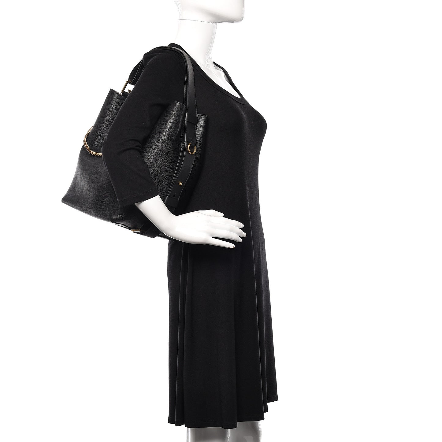 Grained Calfskin GV Bucket Bag Black