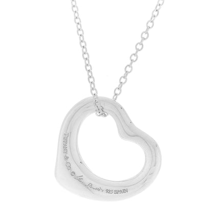 Tiffany Sterling Silver 16mm Elsa Peretti Open Heart Pendant Necklace 4 of 6