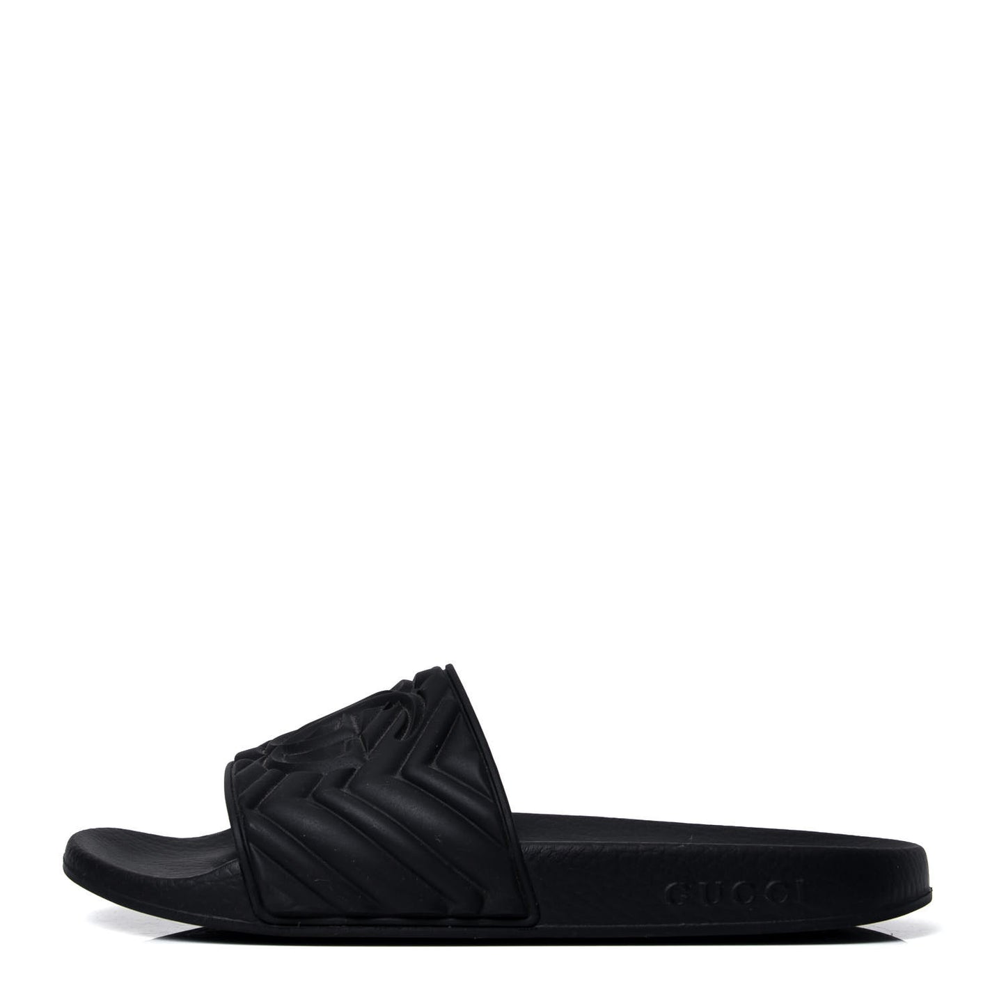 Rubber Matelasse Womens Slide Sandals 39 Black
