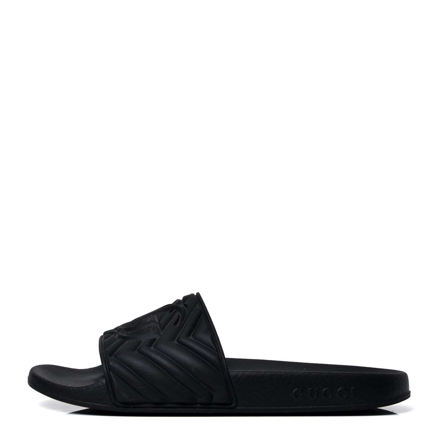 Gucci Rubber Matelasse Womens Slide Sandals 39 Black 1 of 5