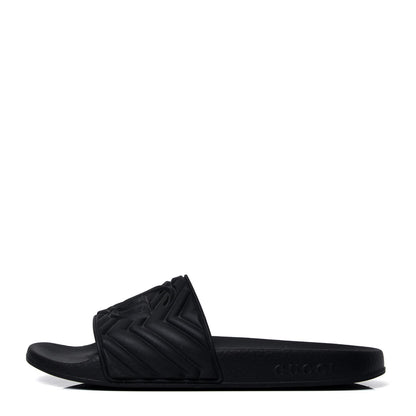 Gucci Rubber Matelasse Womens Slide Sandals 39 Black 1 of 5