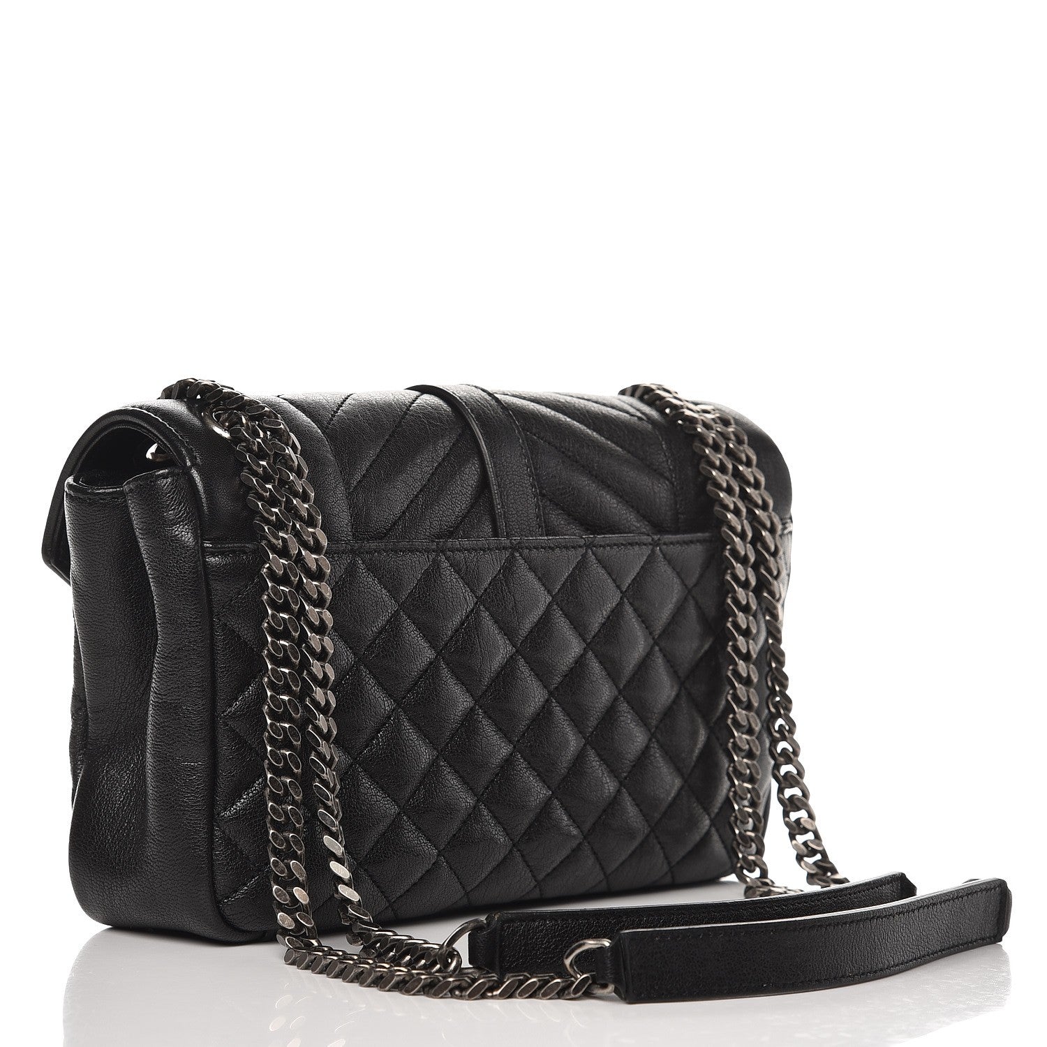 Saint Laurent Sheepskin Tri-Quilt Monogram Medium College Bag Black 4 of 9