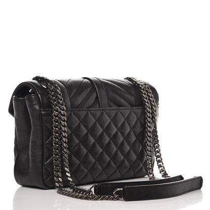 Saint Laurent Sheepskin Tri-Quilt Monogram Medium College Bag Black 4 of 9