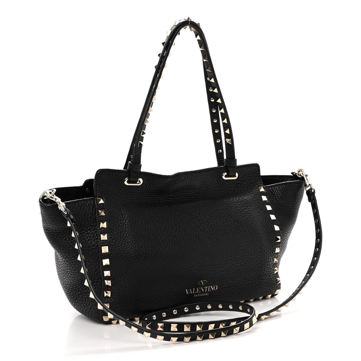Valentino Garavani Grained Calfskin Small Rockstud Tote Black 3 of 9