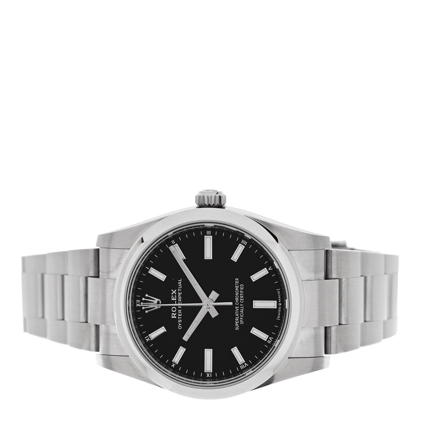Stainless Steel 34mm Oyster Perpetual Watch Bright Black 124200