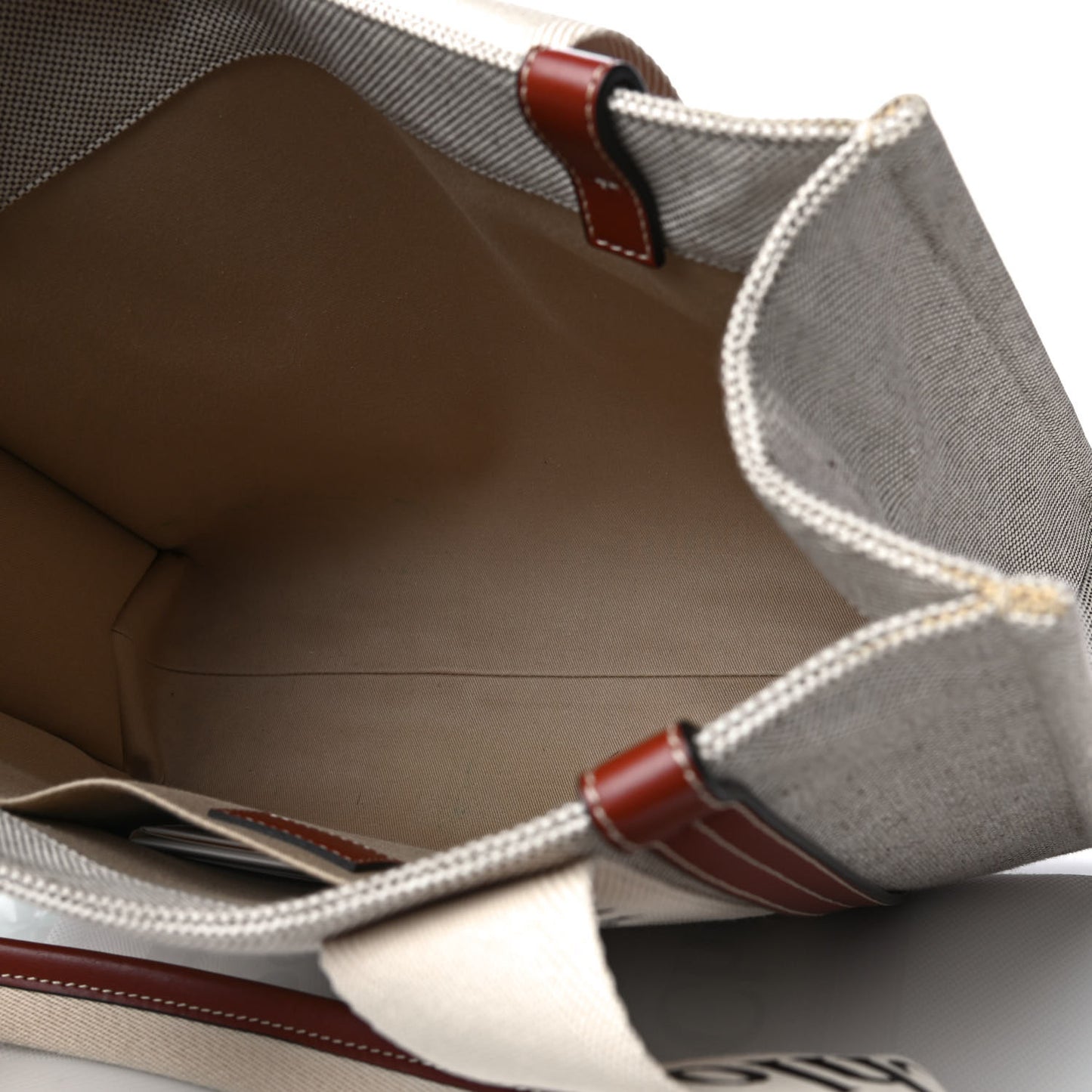 Cotton Calfskin Medium Woody Ribbon Tote White Brown
