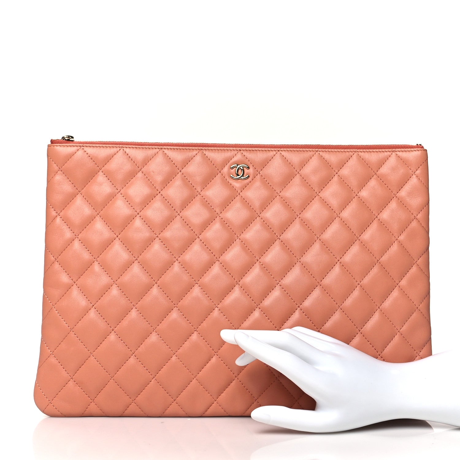 Chanel Lambskin Quilted Large Cosmetic Case Dark Beige 2 of 8