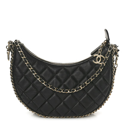 Chanel Lambskin Quilted Small Hobo Bag Black 1 of 10