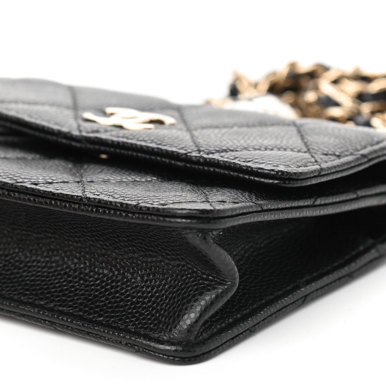 Chanel Caviar Quilted Pearl Card Holder On Chain Black 9 of 9