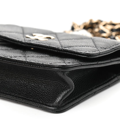 Chanel Caviar Quilted Pearl Card Holder On Chain Black 9 of 9