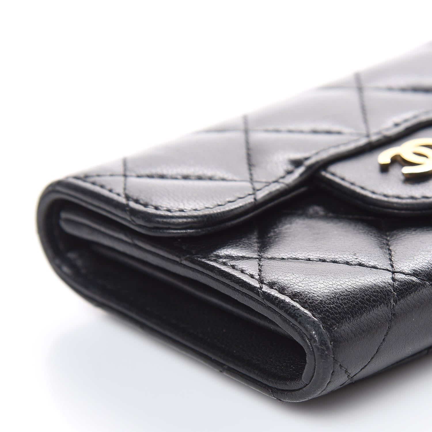 Chanel Lambskin Quilted Flap Card Holder Wallet Black 8 of 10