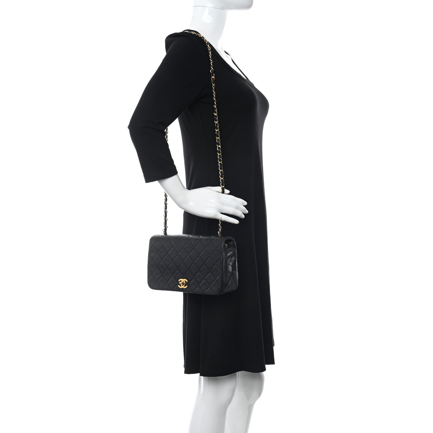 Chanel Lambskin Quilted Small Single Flap Black 2 of 14