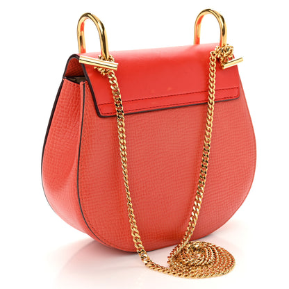 Chloe Grained Calfskin Lambskin Mini Drew Shoulder Bag Coral Pop 3 of 10