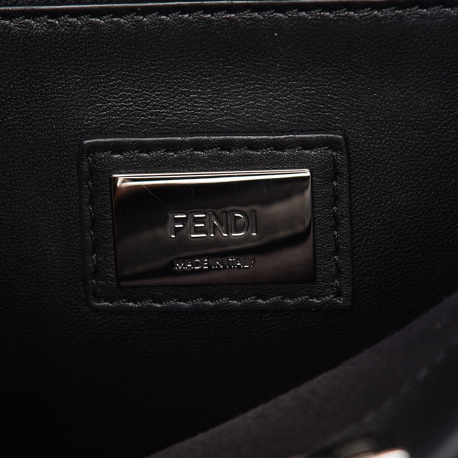 Fendi Vitello Dolce Shiny Nappa Plexglass Granite Medium Peekaboo Iconic Satchel Black 9 of 12