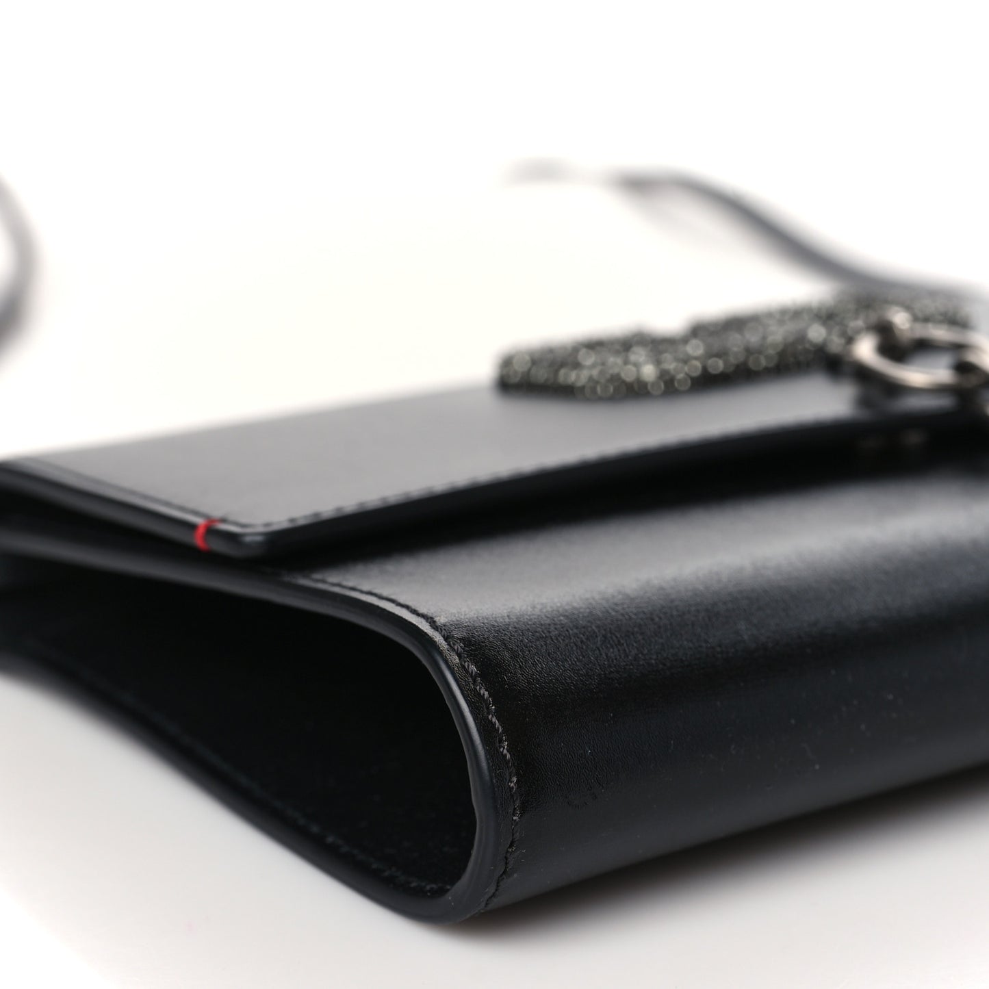 Calfskin VCase Chain Wallet Black