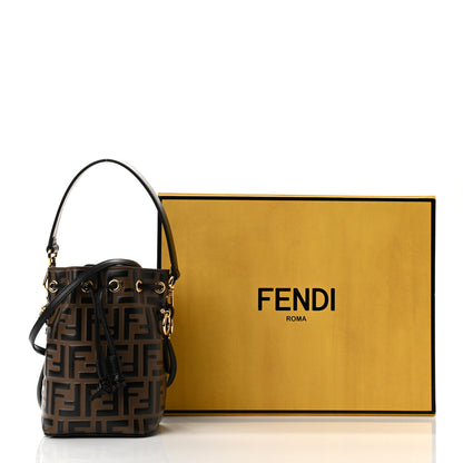 Fendi Vitello Liberty F is Fendi Bi-Color FF 1974 Embossed Mini Mon Tresor Bucket Bag Maya Black 13 of 13