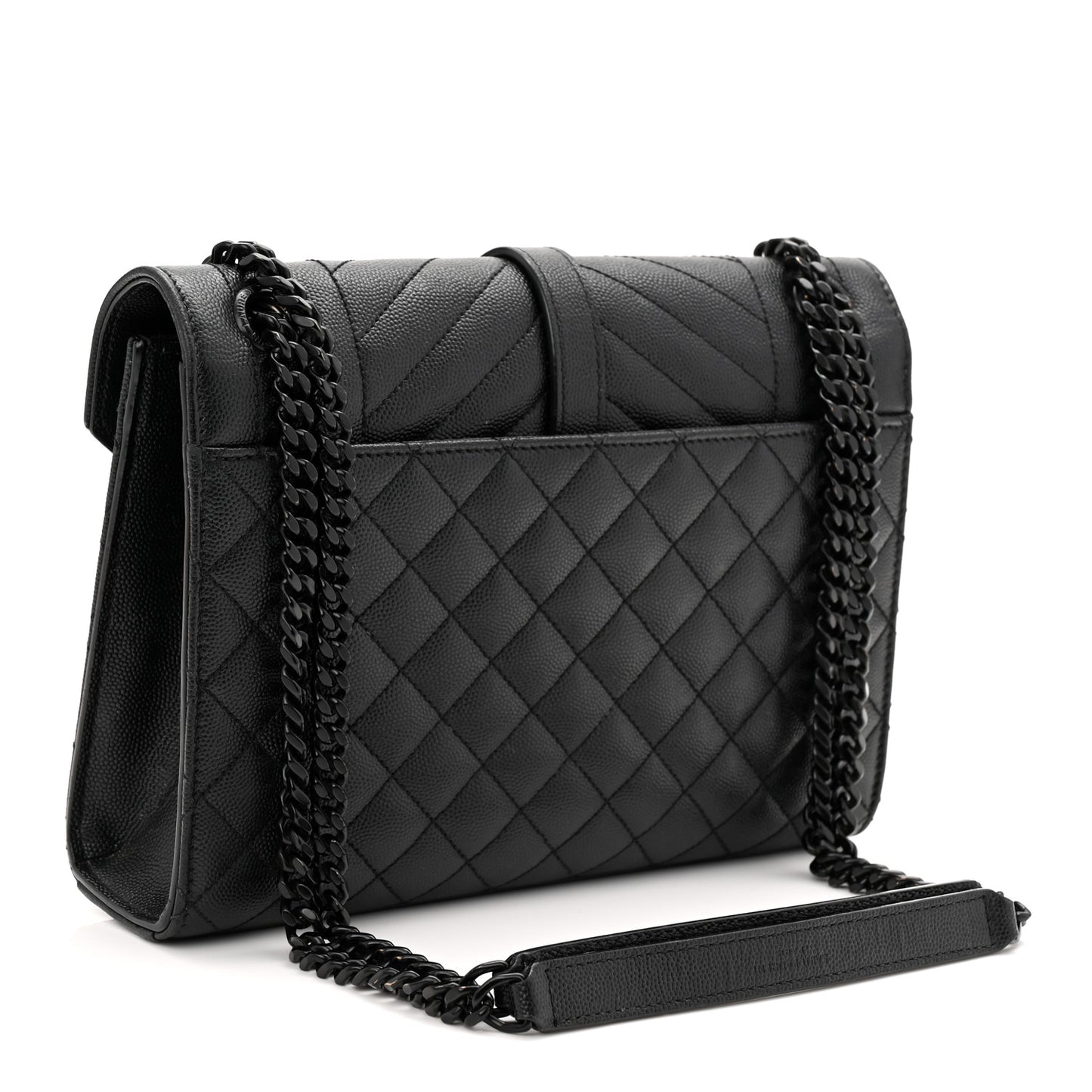 Grain De Poudre Textured Mixed Matelasse Triquilt Medium Monogram Monochrome Satchel Black