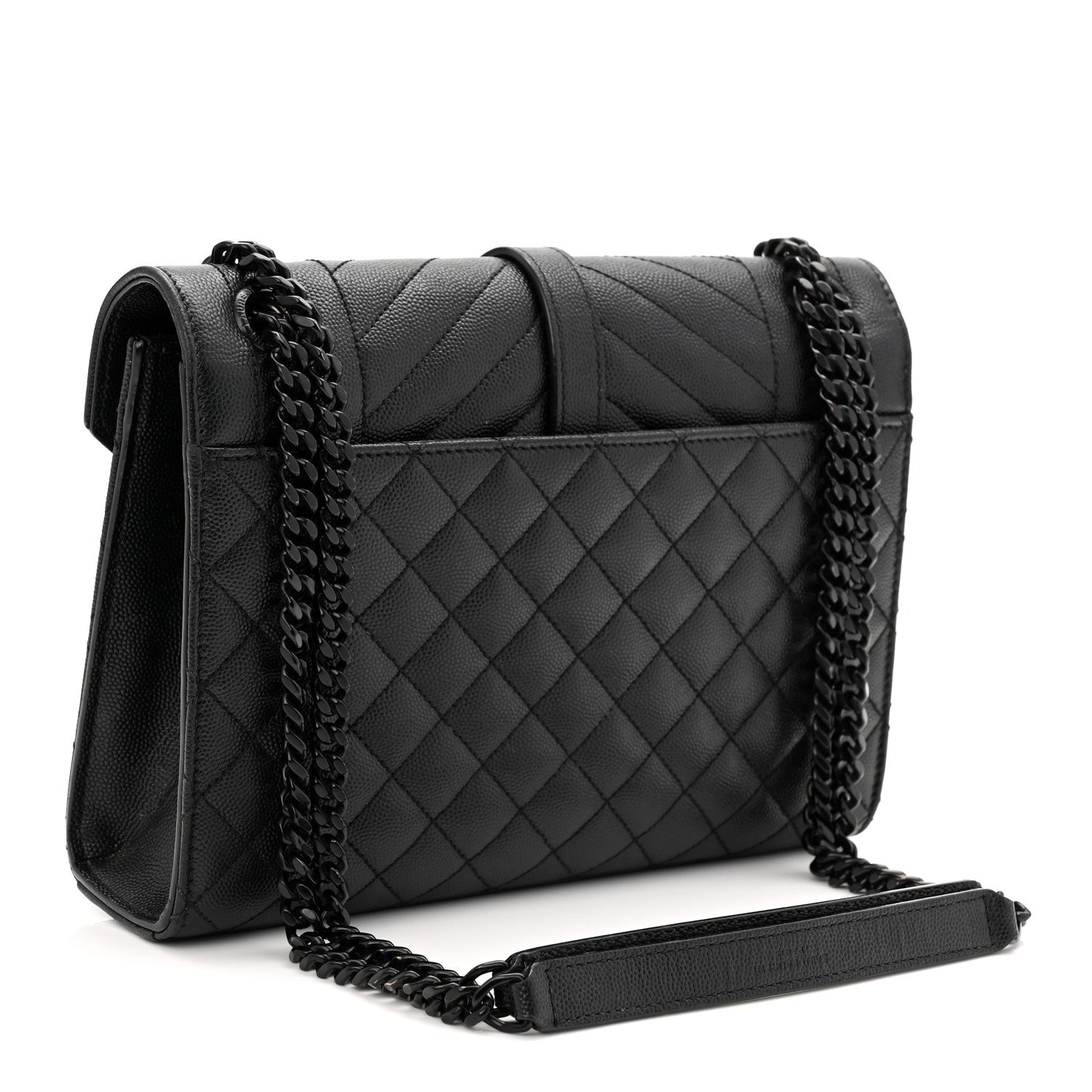 Saint Laurent Grain De Poudre Textured Mixed Matelasse Triquilt Medium Monogram Monochrome Satchel Black 3 of 11