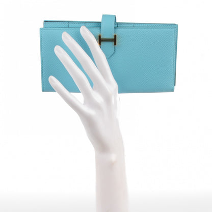 Hermes Epsom Bearn Gusset Wallet Bleu Atoll 2 of 9