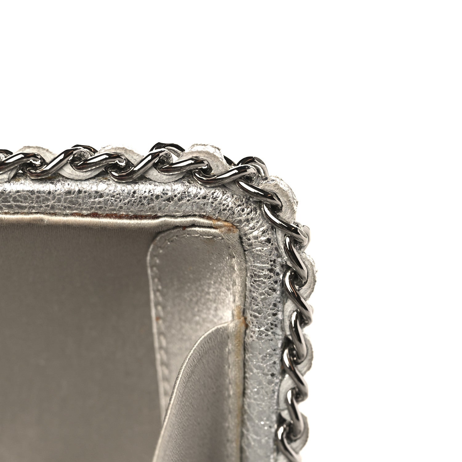 Chanel Metallic Lambskin Small Chain Around Clutch Silver 10 of 12