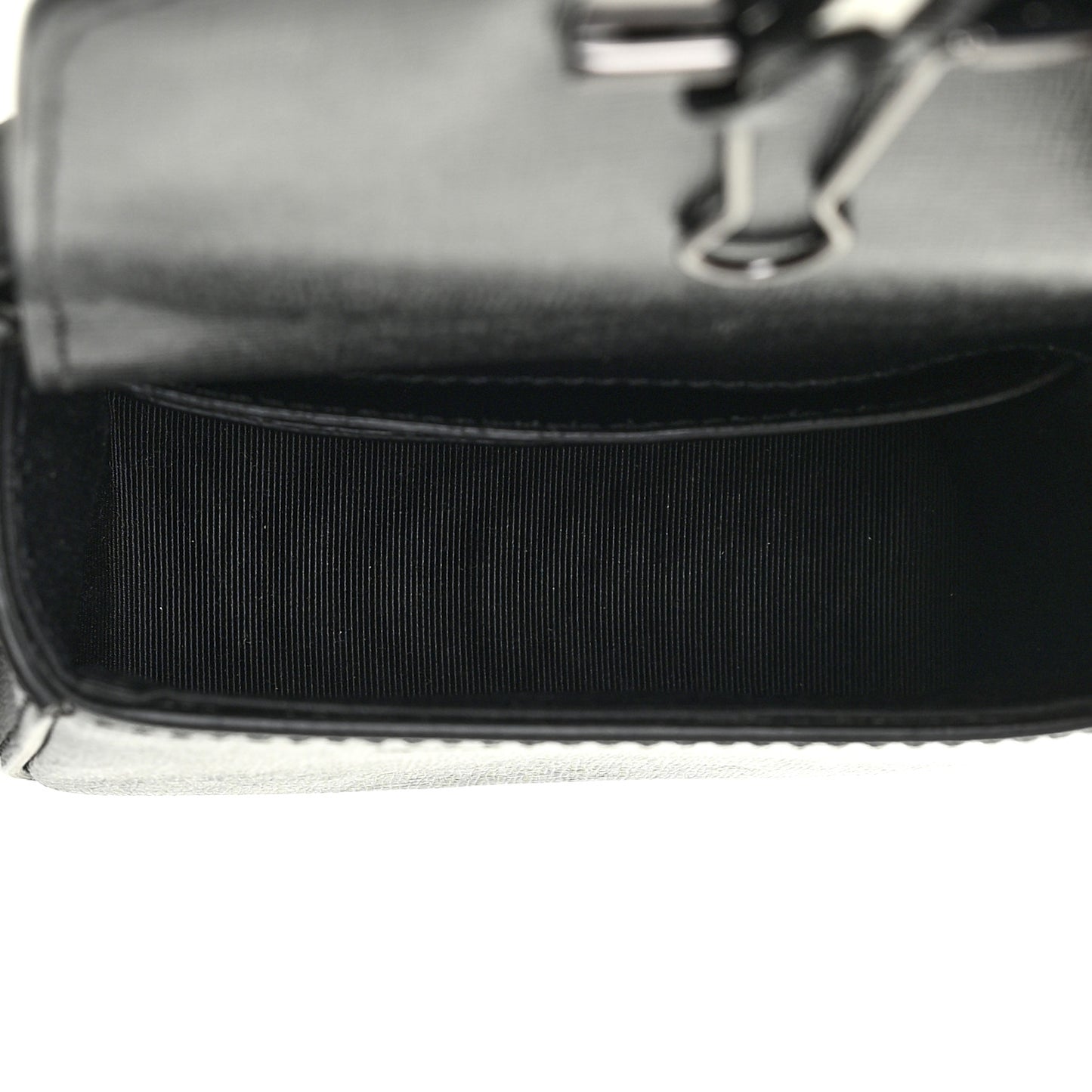 Saffiano Logo Baby Flap Bag Black White