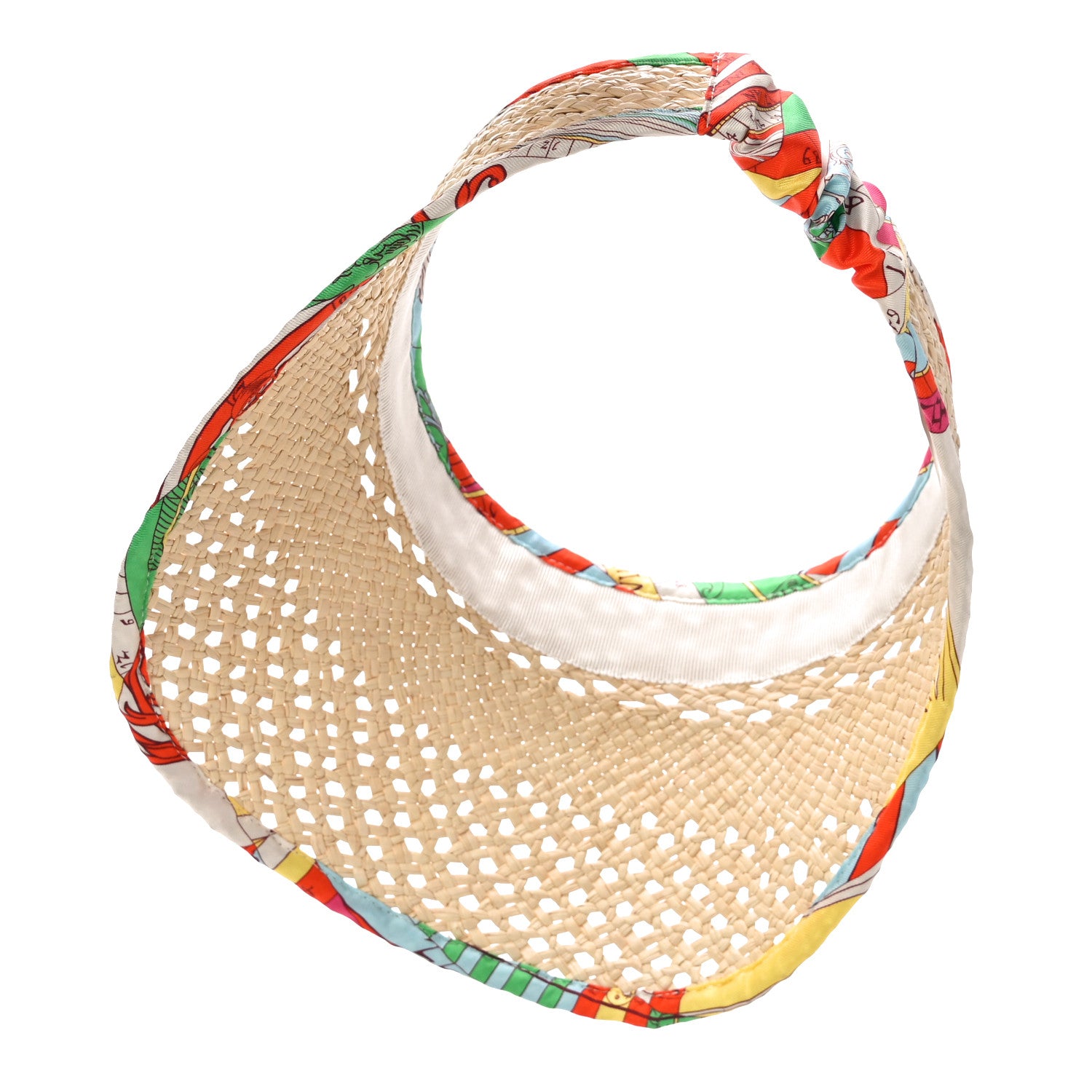 Hermes Panama Straw Woven Silk Astrologie Nouvelle Emilie Visor S Natural Amazone Pop 5 of 7