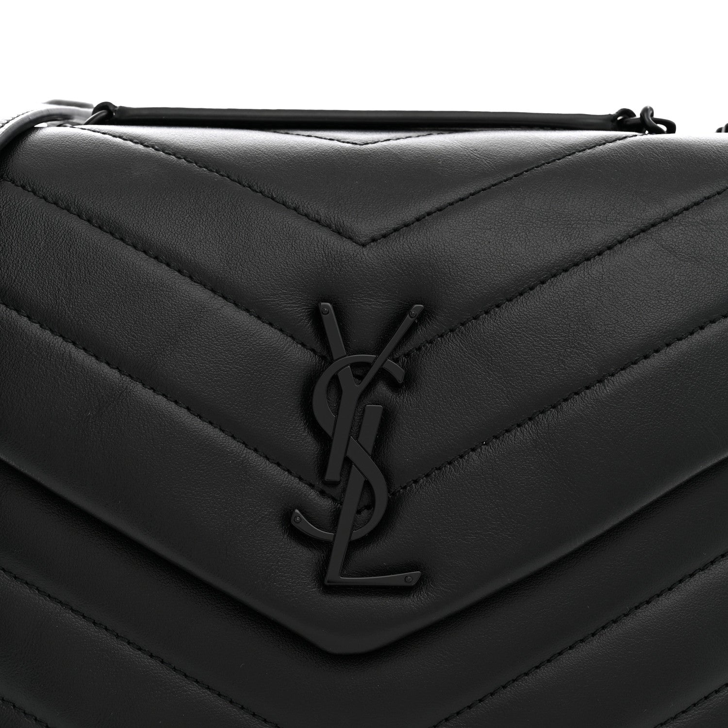Saint Laurent Calfskin Y Quilted Monogram Monochrome Small Loulou Chain Satchel Black 8 of 10