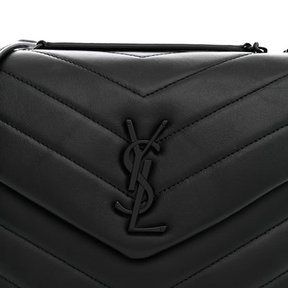 Saint Laurent Calfskin Y Quilted Monogram Monochrome Small Loulou Chain Satchel Black 8 of 10