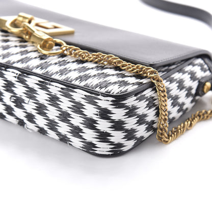 Givenchy Straw Calfskin Charm Shoulder Bag Black White 7 of 10