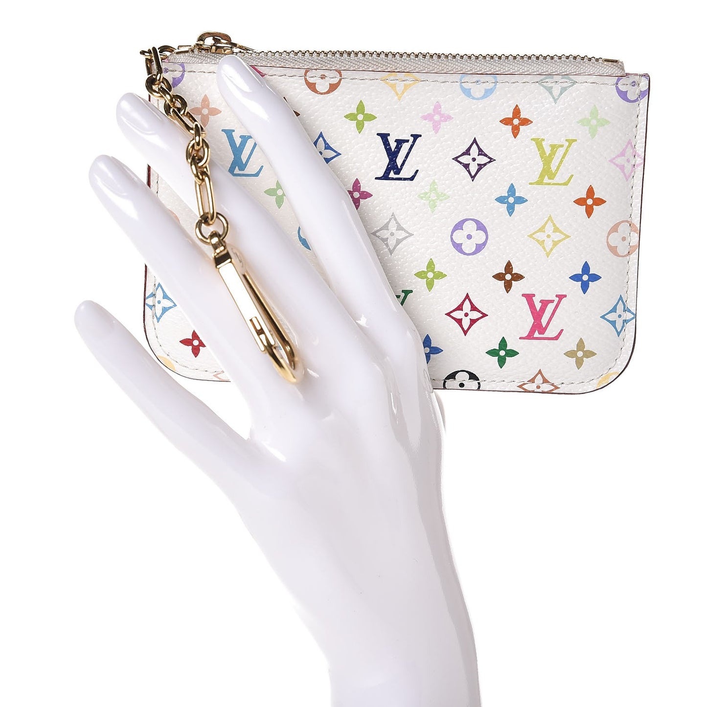 Monogram Multicolor Key Pouch White Litchi