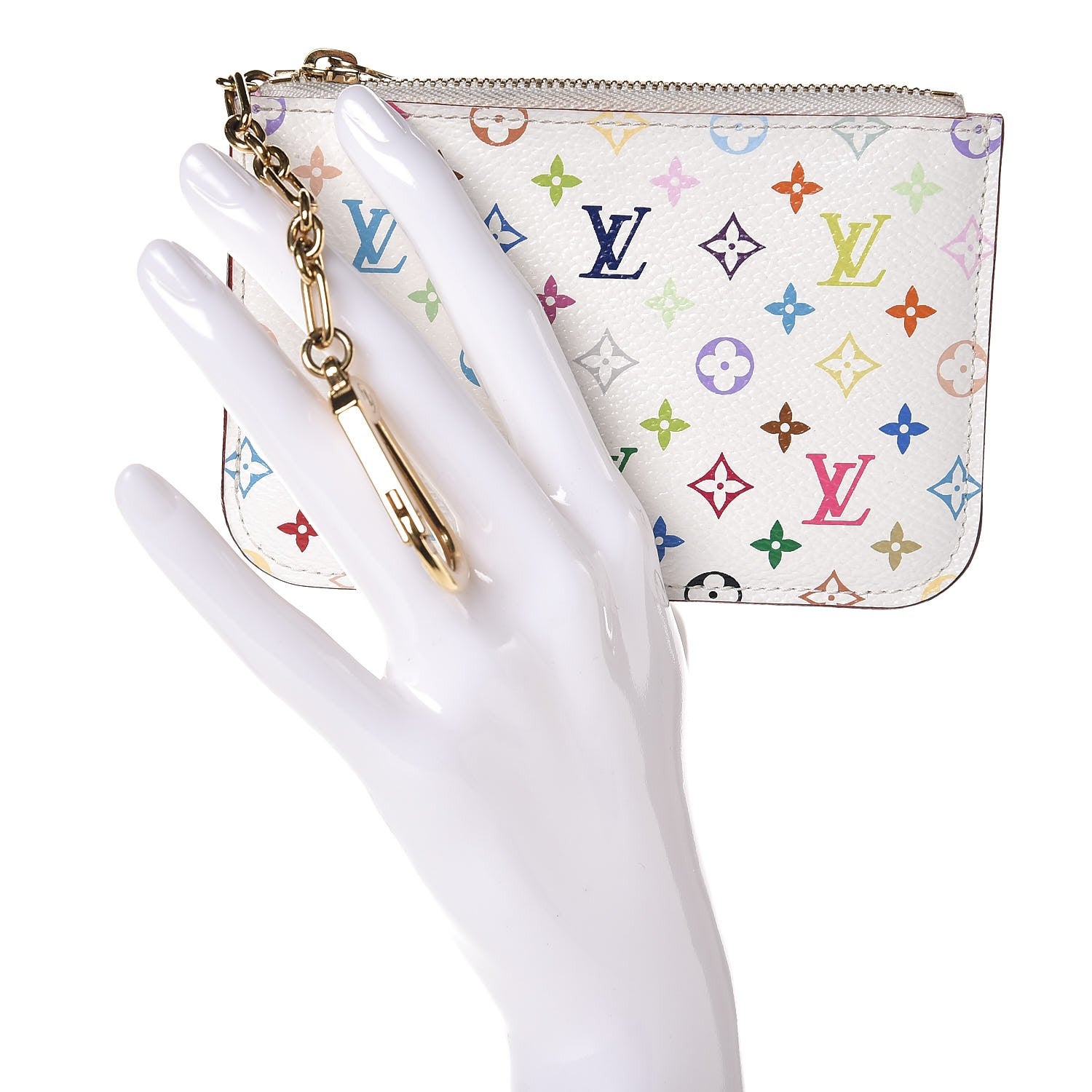 Louis Vuitton Monogram Multicolor Key Pouch White Litchi 2 of 7