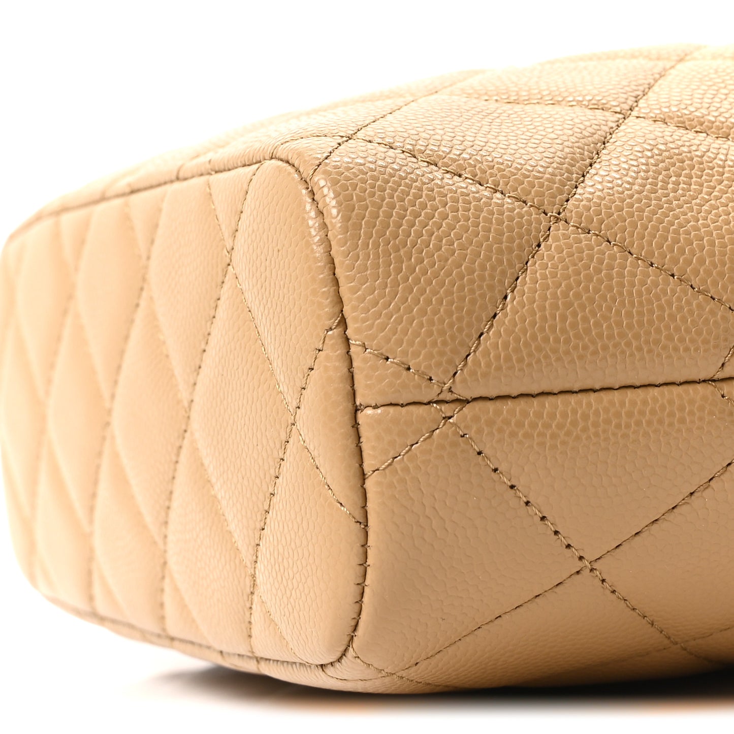 Caviar Quilted Chain Hobo Dark Beige
