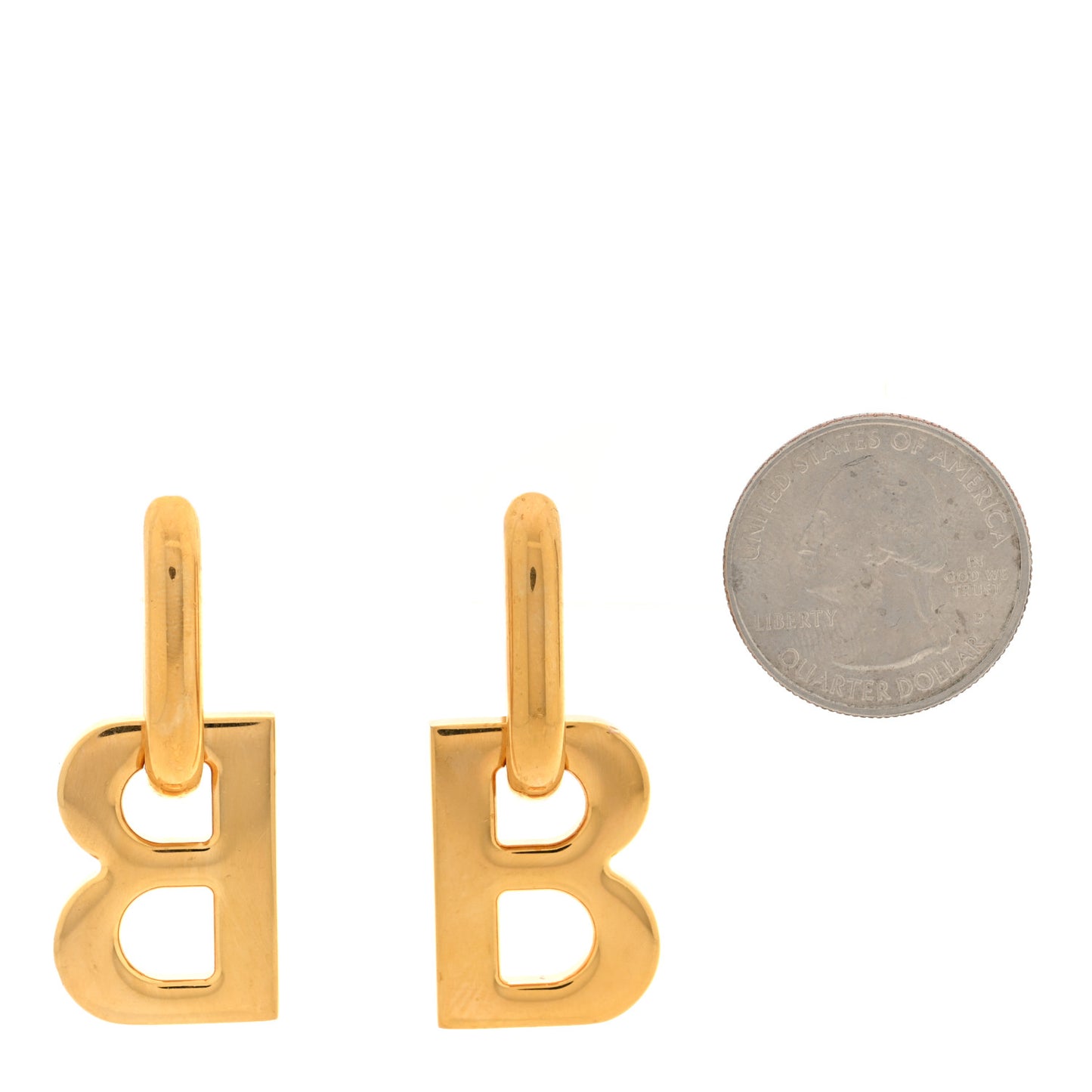 Metal B Chain Drop Earrings XS Gold