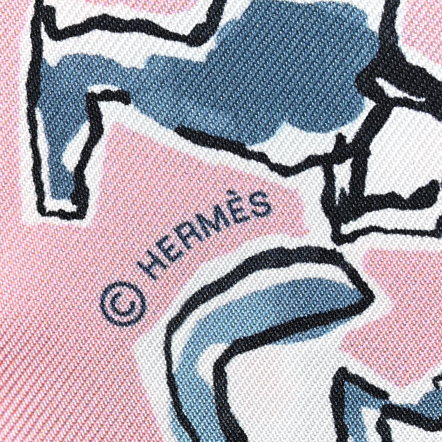 Hermes Silk Chevaux en Liberte Twilly Vieux Rose Bleu 4 of 4
