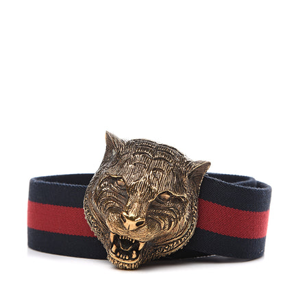 Gucci Web Feline Buckle Belt 75 30 Blue Red 1 of 3