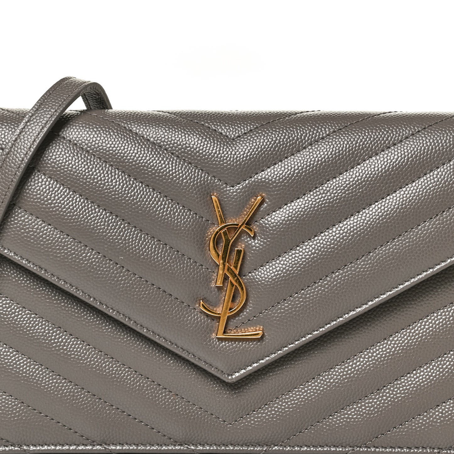 Grain De Poudre Matelasse Chevron Monogram Envelope Chain Wallet Earth