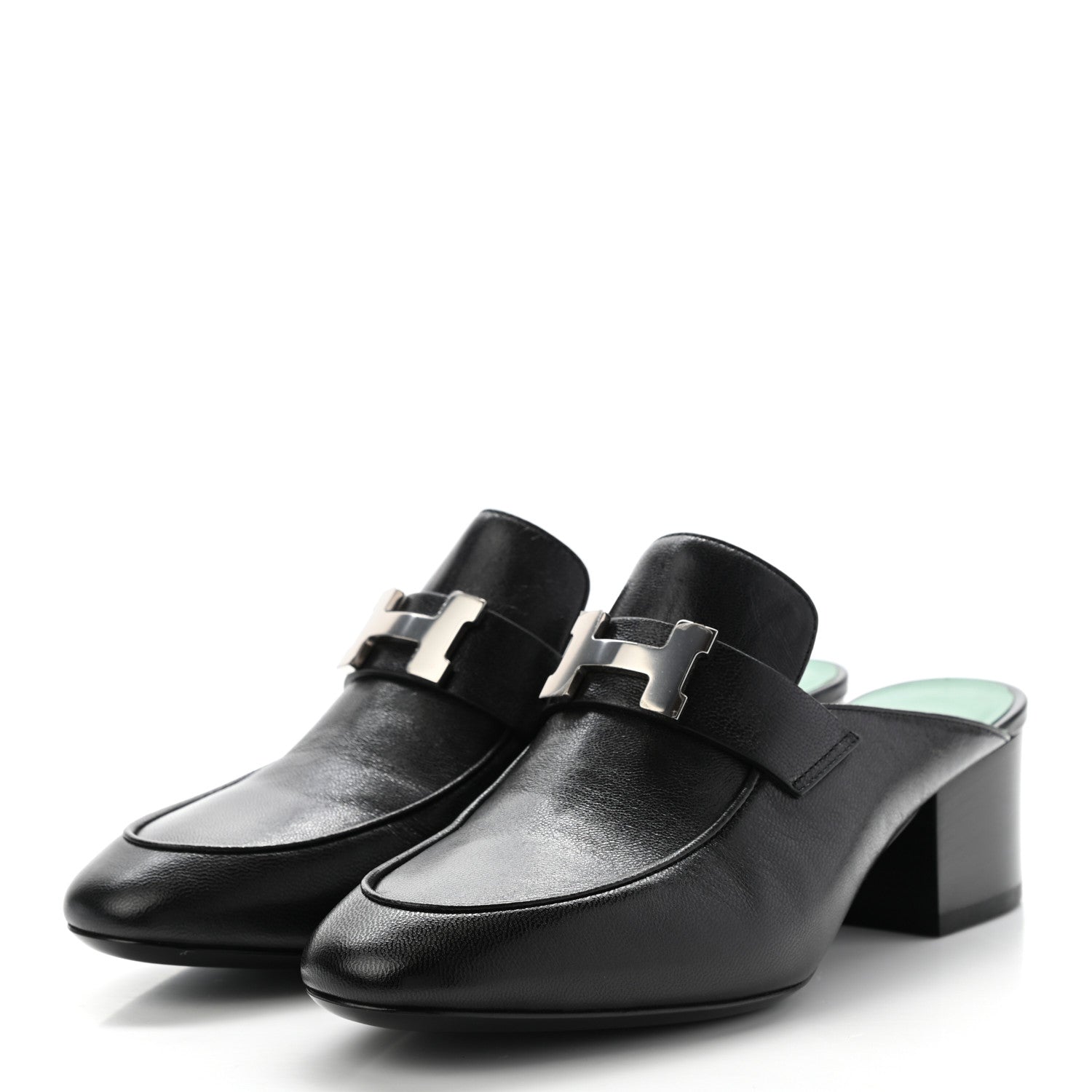 Hermes Goatskin Paradis Mules 35.5 Black 3 of 9