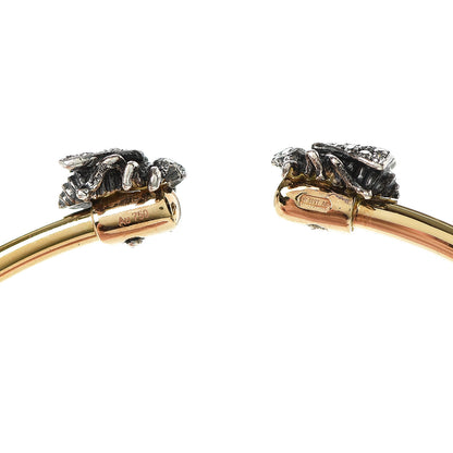 Gucci 18K Yellow Gold Sterling Silver Gray Diamond Le Marche Des Merveilles Bee Cuff Bracelet 5 of 5
