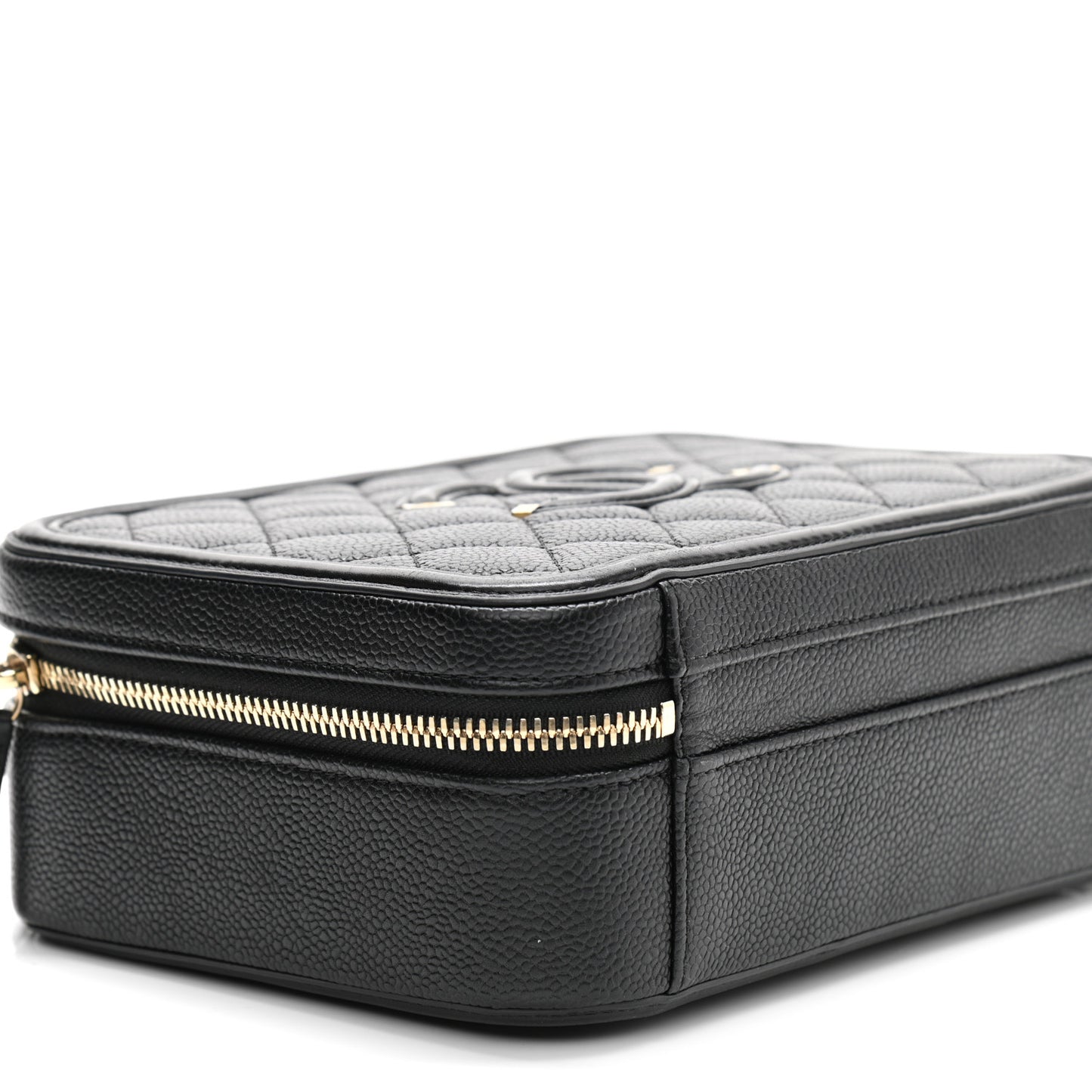 Caviar Quilted Medium CC Filigree Vanity Case Black