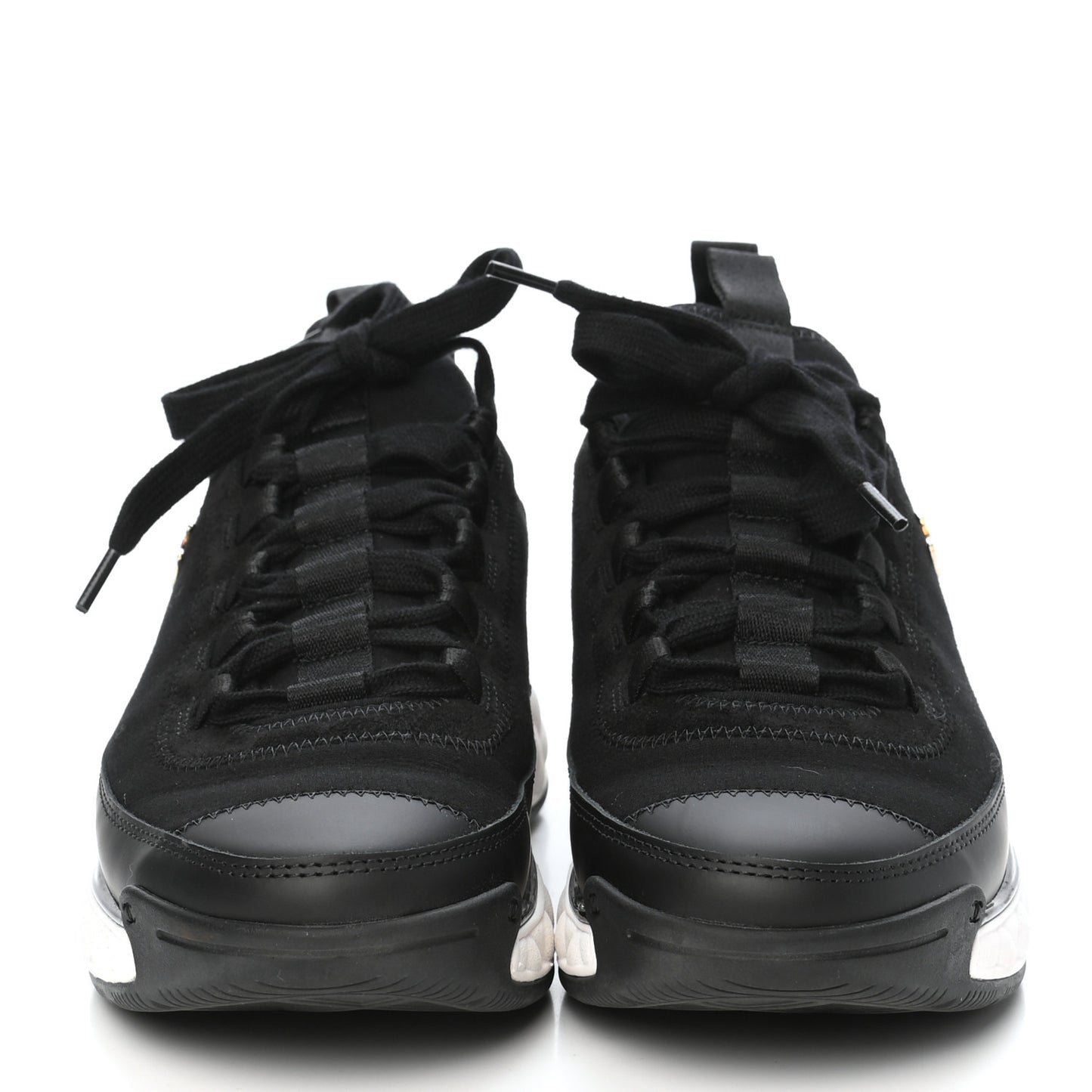Velvet Calfskin Mixed Fibers CC Sneakers 37 Black
