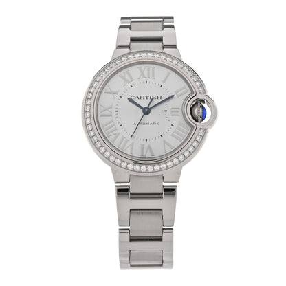 Cartier Stainless Steel Diamond Bezel 33mm Ballon Bleu De Cartier Automatic Watch Blue 1 of 5