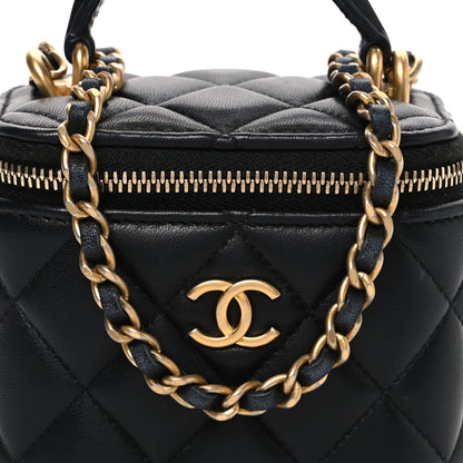 Chanel Lambskin Quilted Metal Mini Top Handle Vanity Case With Chain Black 7 of 10