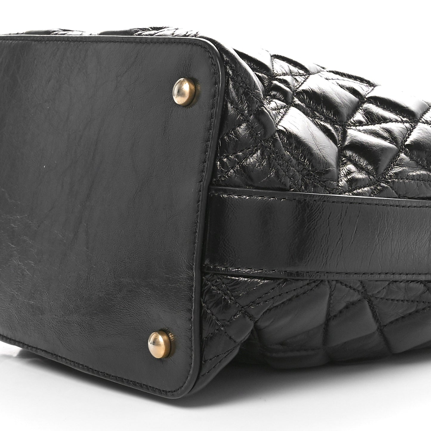 Glazed Calfskin Quilted State Of The Art Hobo Black