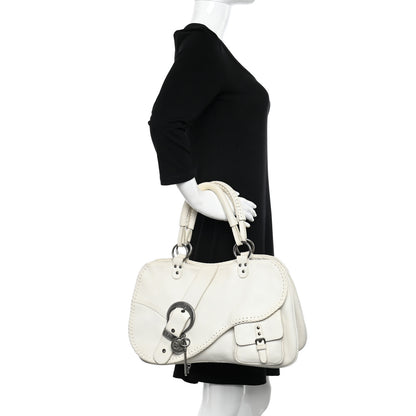 Christian Dior Calfskin Braided Gaucho Double Saddle Bag White 2 of 18